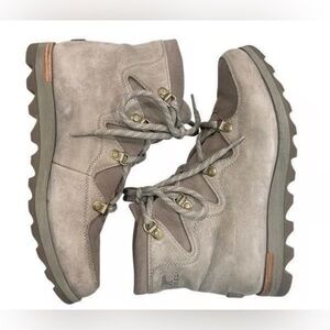 Tan Suede Lace-Up Boots